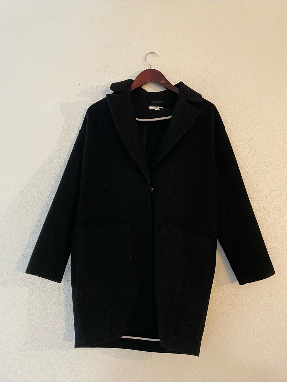 Topshop Black Oversized Single-Button Trench Coat